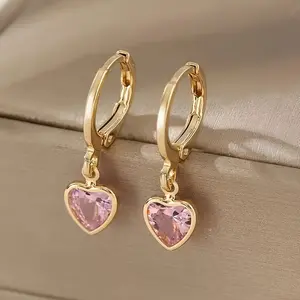 Heart-shaped Earrings, Water Droplet Shaped, Sparkling Heart-shaped Design, Choose Your Favorite Color to Match with Daily Clothing, Give Gifts to Parties, Valentine's Day Gifts, A Pair of