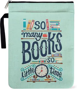 So Many Books Book Sleeve with Zipper and Front Pocket for Book Lovers, Paperback Sleeve for Librarian Lovers Bookish Group Club Gifts for Women, Book Cover for paperbacks 9 x 12 Inch