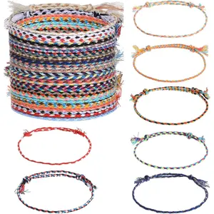 30 count Woven Wrap Friendship Bracelets Handmade Adjustable Colorful Tassels Cotton Rope Bracelets  Suitable Women Men Teenagers Mixed Colors