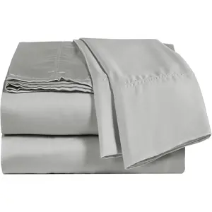 Viscose Sheet Set -  Size, Rayon Made from ,4  Set with Deep Pockets up to 18 Inches - Luxuriously Soft, Cooling, and Silky Sateen Weave - Gray ()