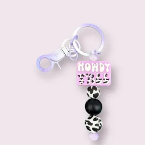“Howdy Yall” beaded keychain