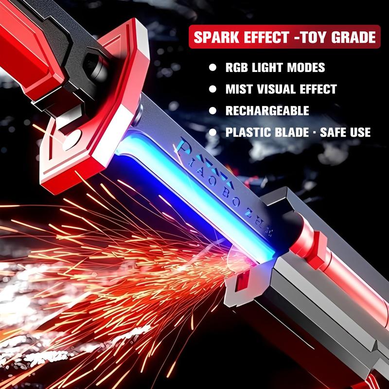 In Stock Spark Edition DKD 31.5" Cyberpunk SparkBlade Lightsaber Toy with Sound & Fog, Eight-Color Streaming Light Effect, Type-C Rechargeable for Rave, Cosplay & Display