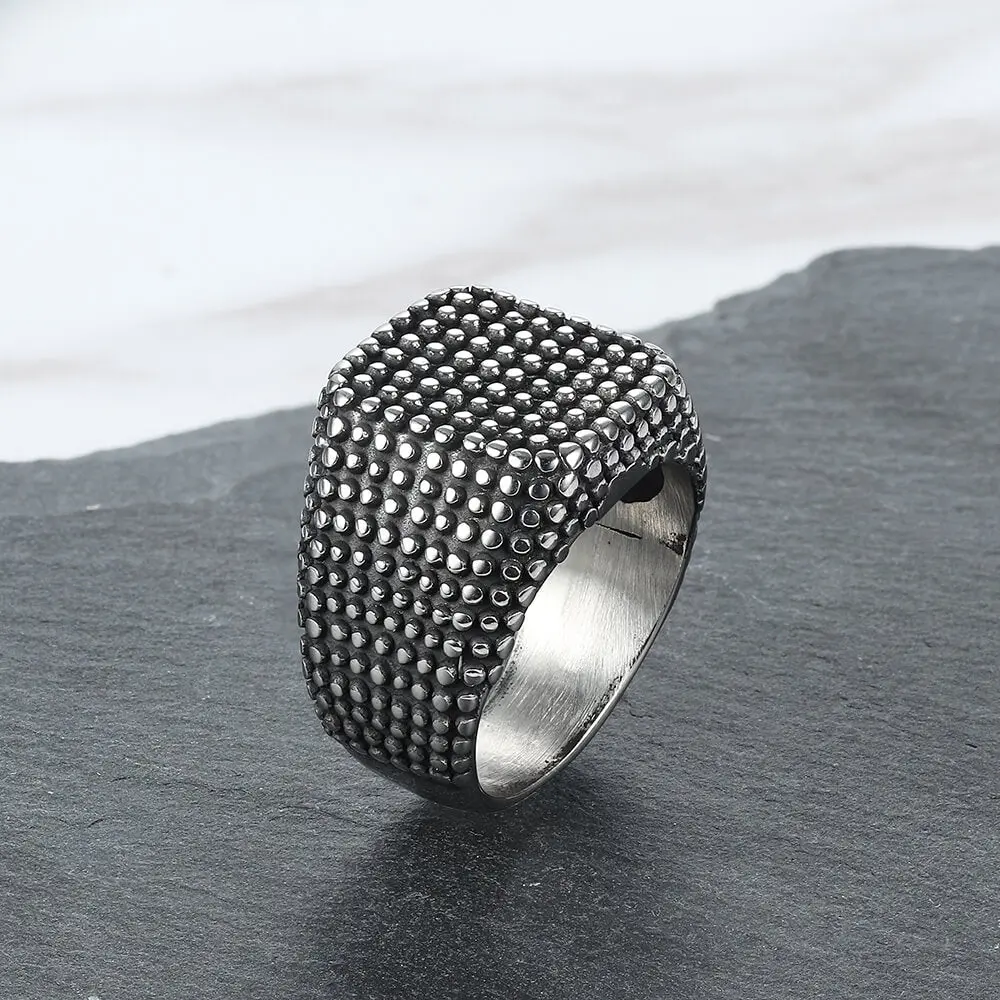 GTHIC 15x15mm Square Spots Geometric Stainless Steel Statement Metal Ring, Men's Daily Wear Jewelry Accessory, Geometric Rings, Statement Ring