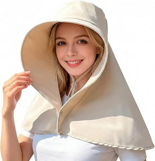 GMOX UPF 50+ Wide Brim Sun Hat with Neck Flap, Foldable UV Protection Hood Sun Cap, Breathable Adjustable Outdoor Sun Shield Hat for Men Women Fishing Hiking Camping Gardening Beach Travel