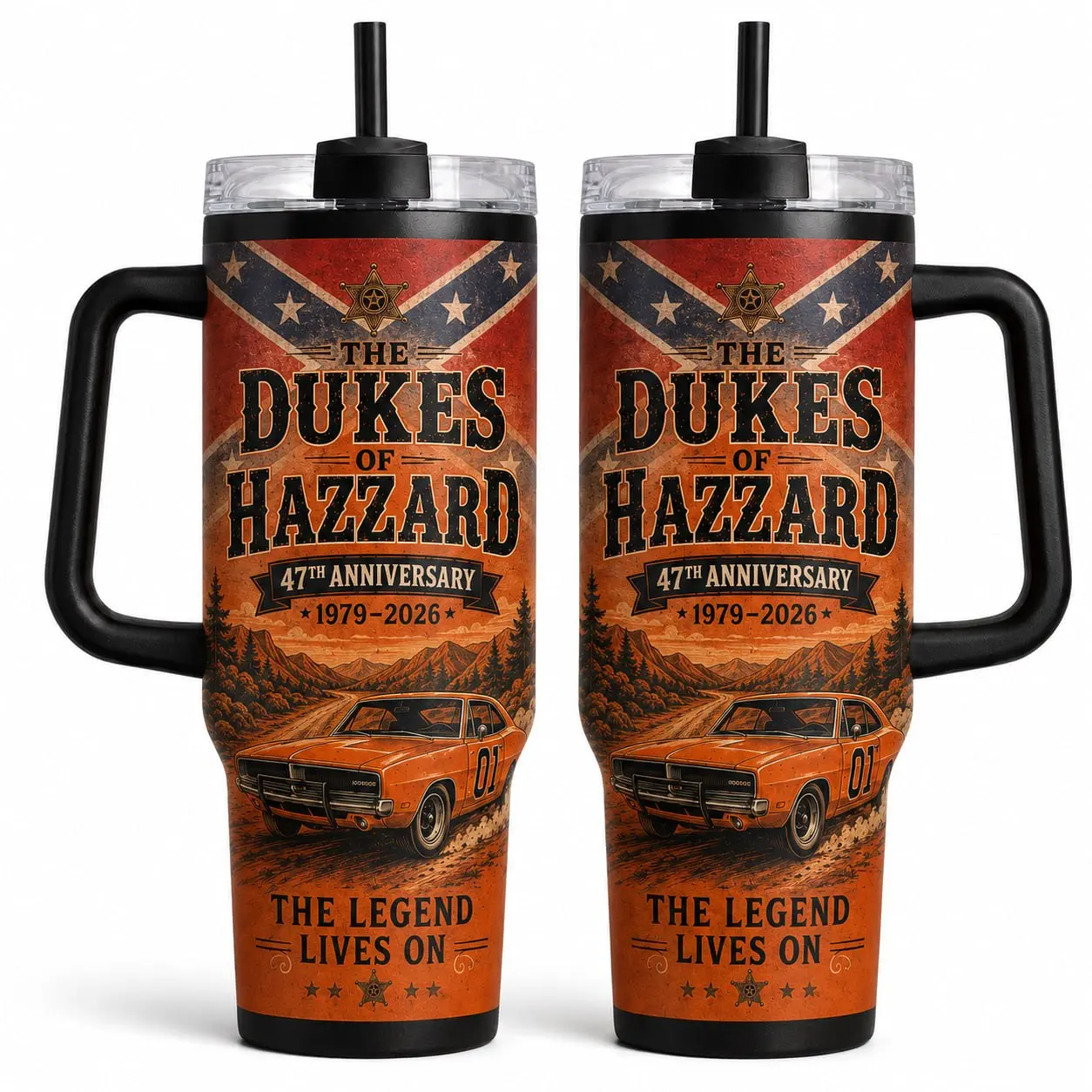 Vintage Southern Muscle Car Inspired 40oz Tumbler With Handle Stainless Steel Insulated Travel Mug Coffee Cup Gift