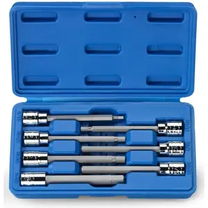 Neiko 10072A 3/8-Inch Drive Extra Long Allen Hex Bit Socket Set, SAE, 1/8-Inch - 3/8-Inch | S2 and Cr-V Steel, 7-Piece Set Ridgerock Tools Inc.