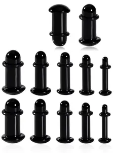 vanku Glass Plug Ear Gauges, 10pcs/14pcs Stretching Kit, Short Taper Expander, Comfy Dead Stretching Plugs with Rubber Rings, Casual Daily Wear