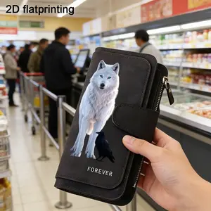 1pc Wolf and Crow pattern women's long Stylish wallet, Durable Fashion wallet, multi-functional wallet, portable snap coin purse, birthday gift and daily commuting essential, perfect holiday gift, suitable for outdoor, travel and family use, 3.05CYJ-10