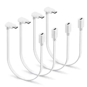 4-Pack Extension Cable for WYZE Cam Pan v3 Camera, 90 Degree Micro USB Extender Power Cord Flat 1 ft