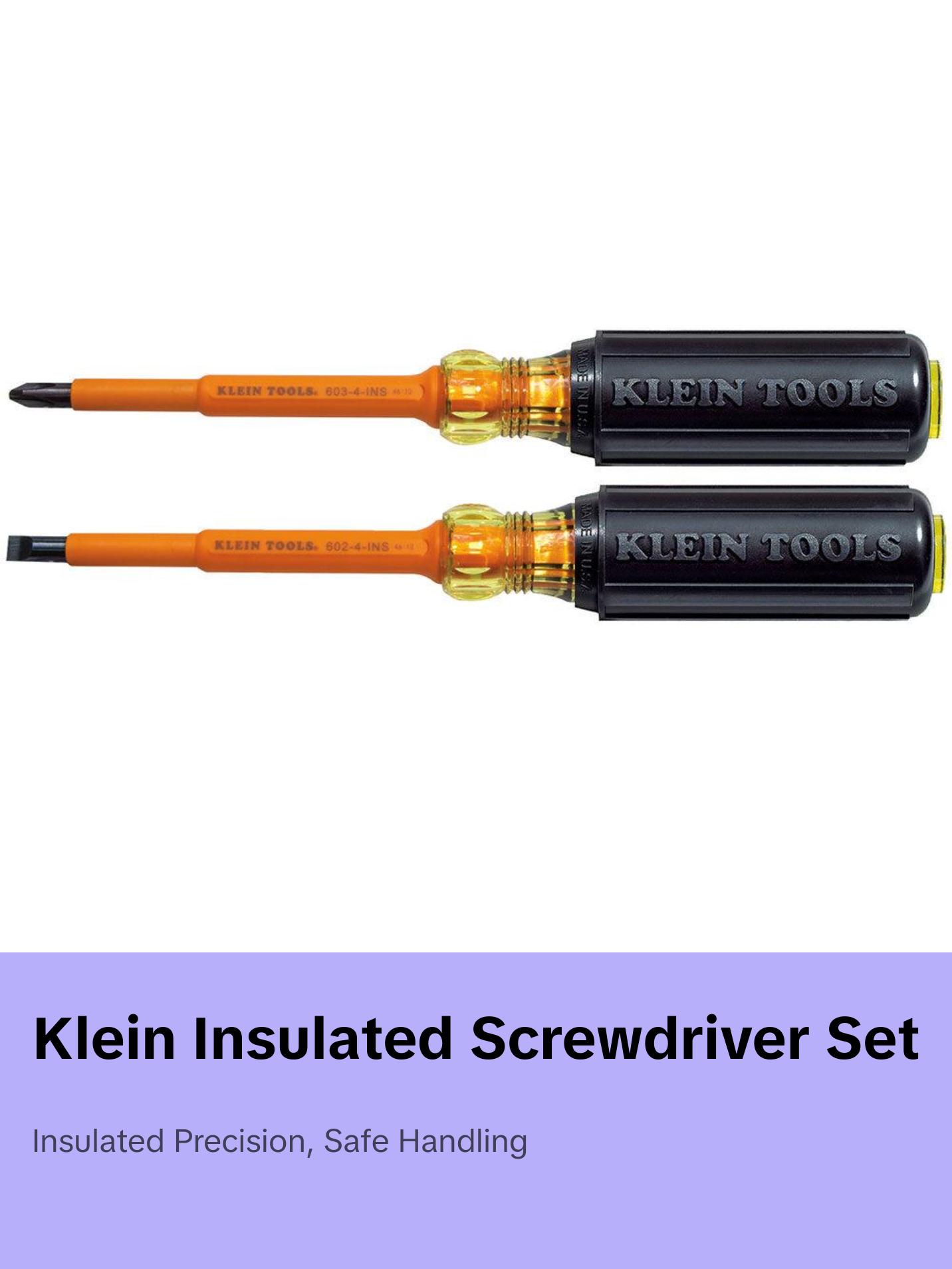 Klein Tools 33532-INS Insulated Screwdriver Set, Slotted and Phillips, 2-Piece