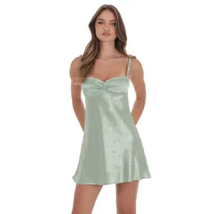 Lucy In The Sky Jacquard Babydoll Dress in Sage