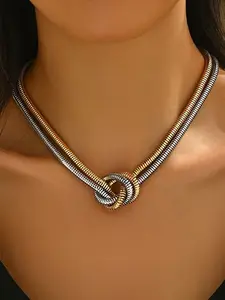 Women's Casual Long Sleeve Top, Plain Pattern, Round Neckline, Short Sleeves Design, Perfect for Daily Wear & Office Use, Knot, Elegant, Chic