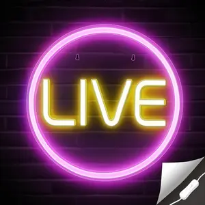 Adjustable Wall-Mounted Round LED Lamp, LED Neon Lights, Neon Sign, Live Stream Neon Light for Twitch Youtube, Gaming Room Decor, Studio Background Lighting