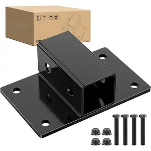 Clamp-On 2" Ball Mount Trailer Hitch Receiver Adapter, Compatible with Tractor & Forklift Buckets, Deere Bobcat Attachment, Lorry Parts for Trucks & Vehicles
