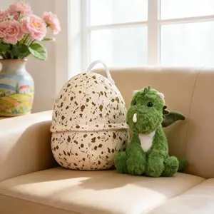 Dinosaur Egg Plush Toy, Soft Green Dragon Stuffed Doll with Egg Shell, Cute Reversible Plushie Gift for Kids & Dinosaur Lovers