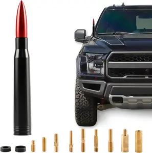 Universal Bullet Antenna, Truck Antenna Replacement, Compatible with Ford, Dodge, Chevrolet, GMC, Jeep, Toyota, Red, Car Accessories