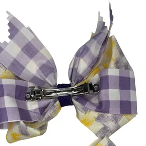 Purple Gingham Large Hair Bow