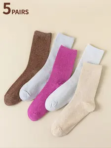 3/5 Pairs Women Glitter Short Socks, Fashionable Comfortable Versatile Short Socks, Suitable For Party/Gathering/Daily Wear