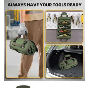 Durable Oxford Fabric Tool Roll Bag, Portable Organizer with 5 Compartments, Ideal for Mechanics & Carpenters, Industrial Safety Equipment, Tool Storage Bag