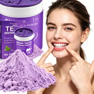 35g Purple Whitening Tooth Powder, Teeth Brightening Powder, with cooling mint for fresh breath. Utilizing purple color-correcting technology to neutralize yellowing, it cleans teeth and reveals a bright smile.
