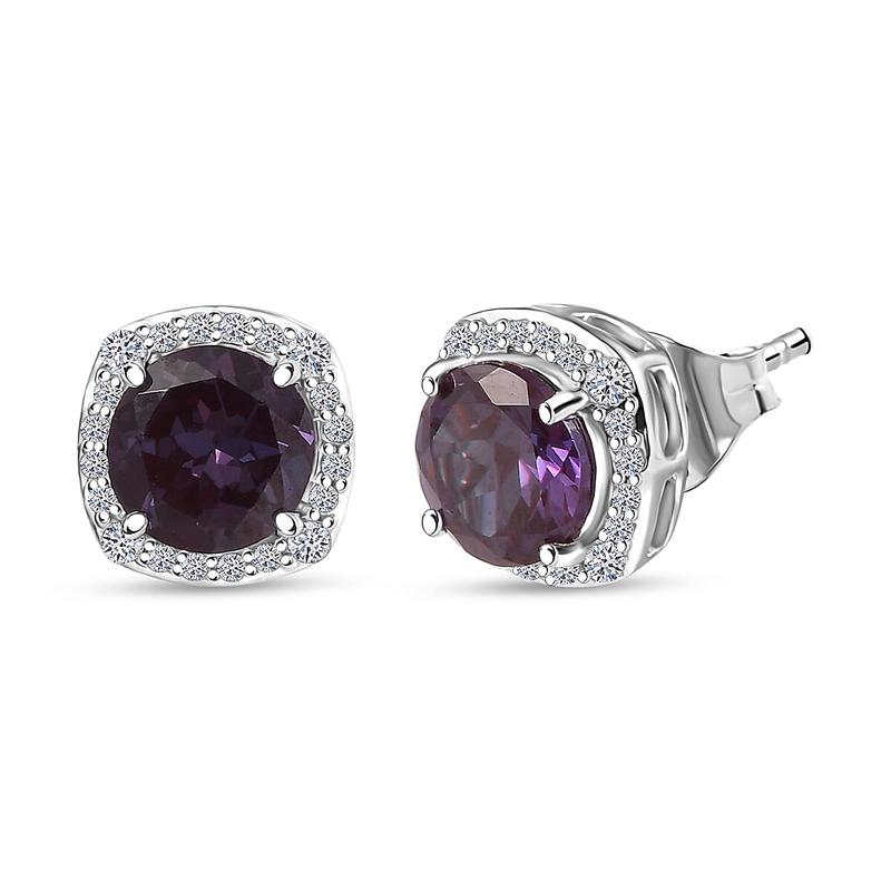 Certified & Appraised AAA Luxuriant Lab Grown Alexandrite and G-H SI Lab Grown Diamond 2.90 ctw Earrings in 10K White Gold Christmas Gifts