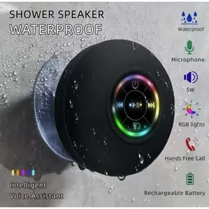 Vintage Vinyl Player Loudspeaker Bluetooth Speaker Mini Shower Subwoofer Waterproof Handsfree With Suction Cup Mic For Bathroom Pool Beach Car Phone