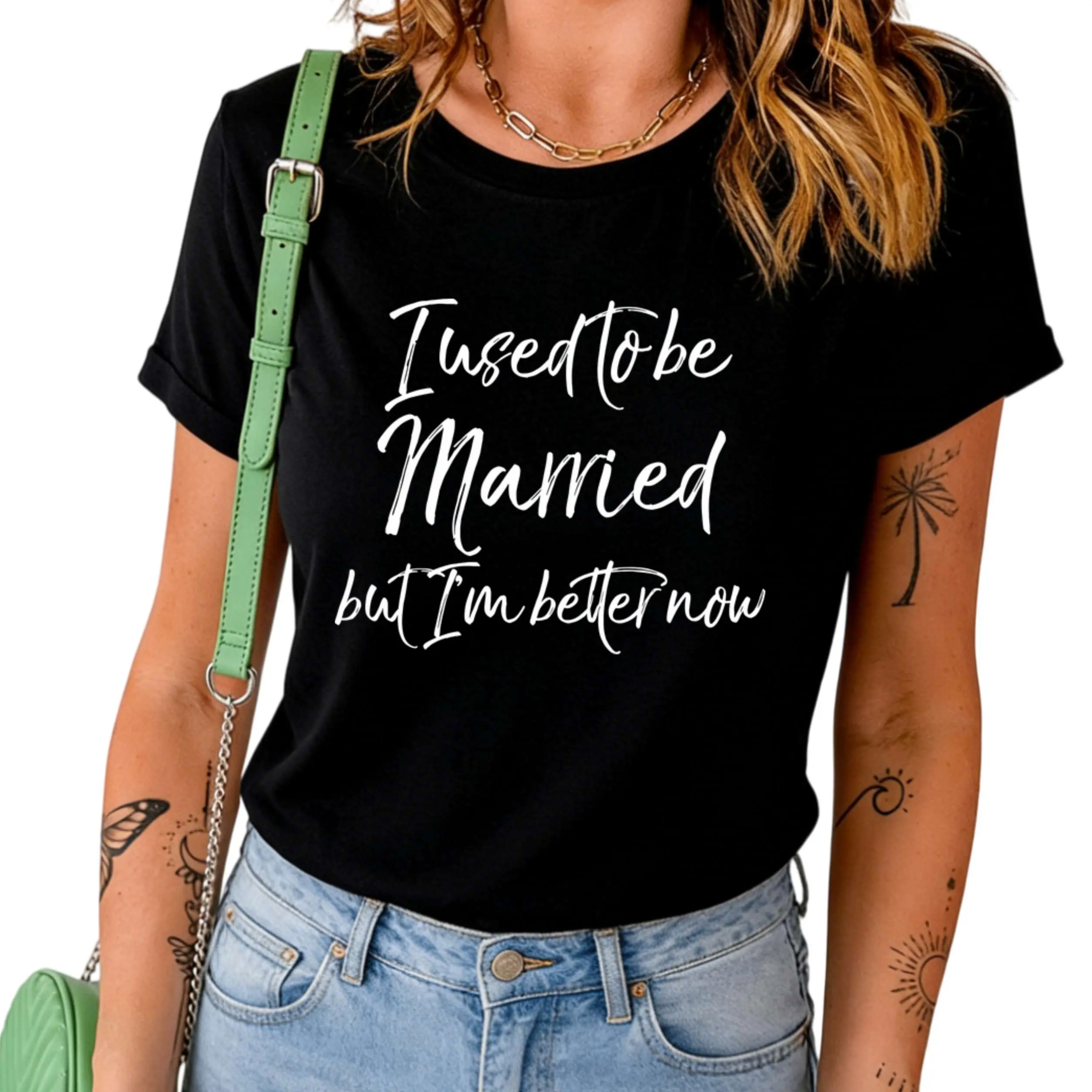 100% Cotton Funny Divorce Joke I Used to Be Married but I'm Better Now T-Shirt