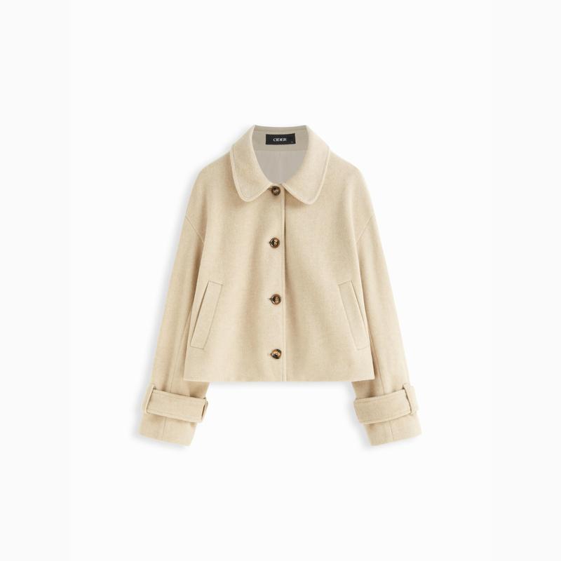 Cider Wool-look Peter Pan Collar Long Sleeve Jacket