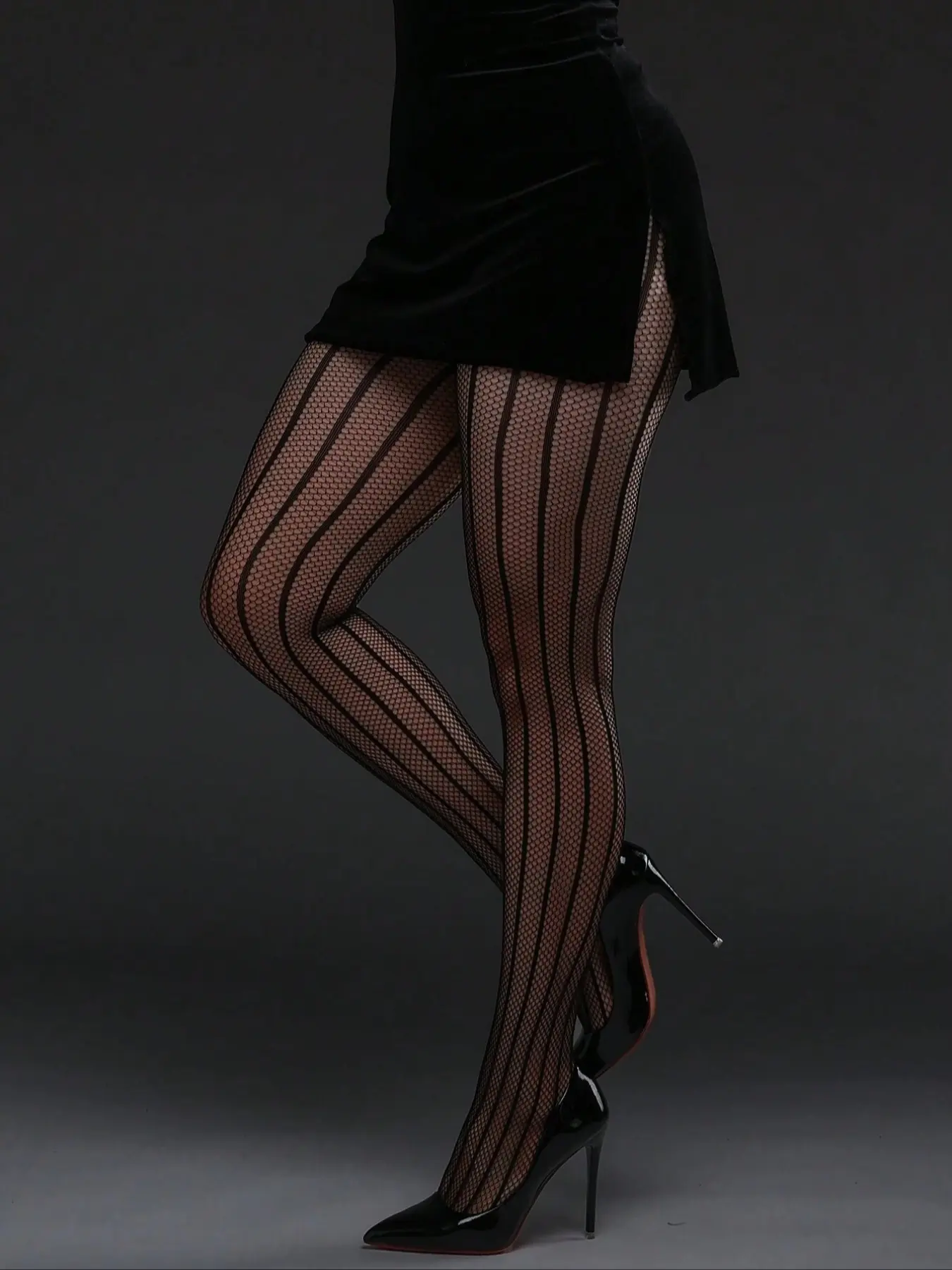 Women's High Elasticity Striped Fishnet Tights, Suitable for Daily Wear, Spring & Autumn & Fall Fashion, Comfortable Design, Fit