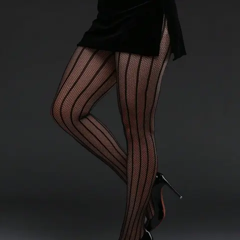 Women's High Elasticity Striped Fishnet Tights, Suitable for Daily Wear, Spring & Autumn & Fall Fashion, Comfortable Design, Fit