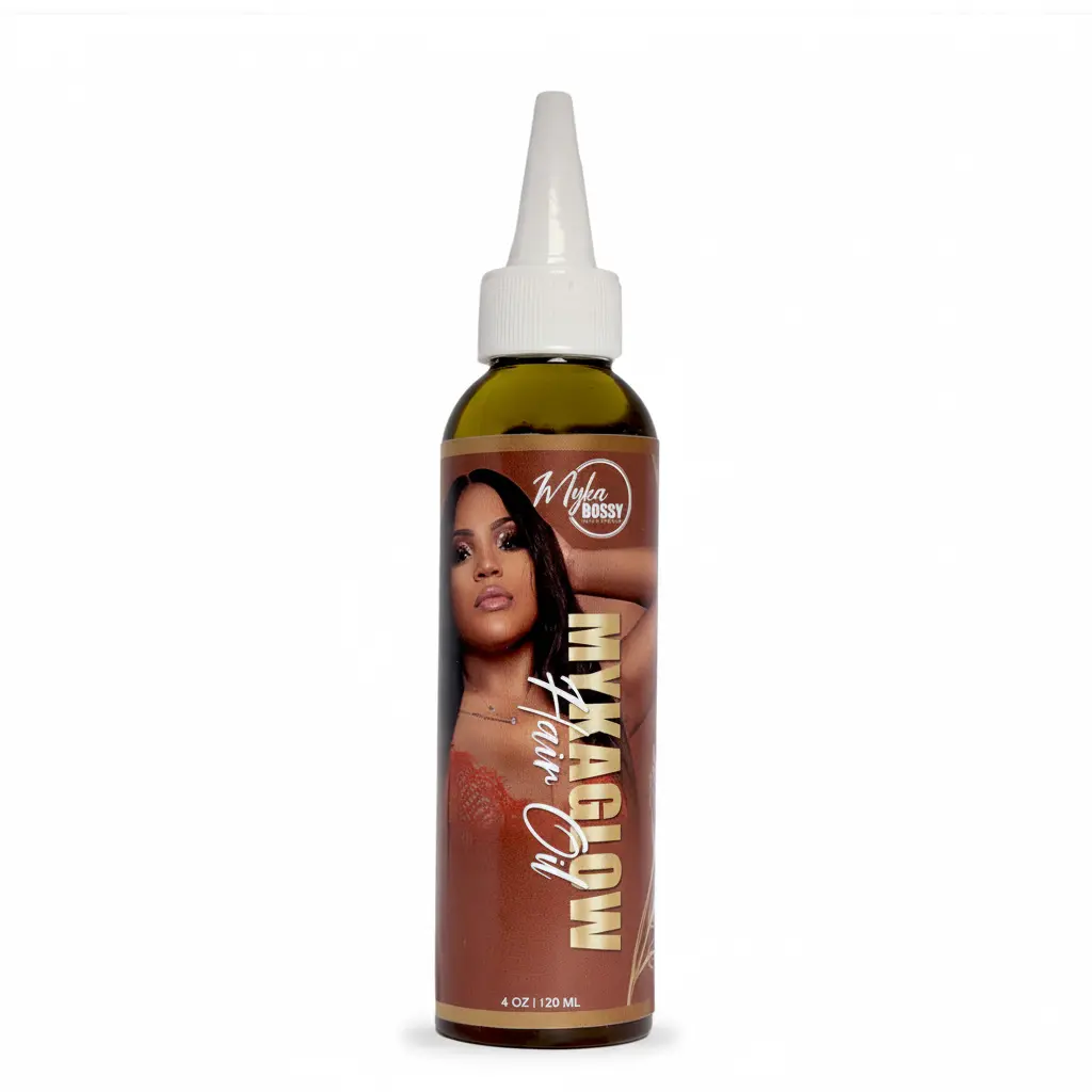 Myka Grow Hair Oil 4 oz - Lightweight Botanical Blend with Avocado Coconut Olive & Castor Oils for Moisture Shine & Scalp Care - Moisturize 4 oz