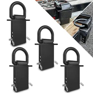 4 pieces of 18,000-pound heavy detachable D-ring pile fixing belts, suitable for engineering trailers and flatbed trucks equipped with pile fixing belts, with pile fixing belts and D-rings.