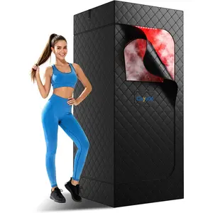 Infrared Sauna Box, Portable Sauna with 660nm Red Light Therapy & 850nm,5-Layer Waterproof, 3L 1300W Steamer,Folding Chair,for Home Sauna Spa Personal Saunas Tent Indoor Outdoor