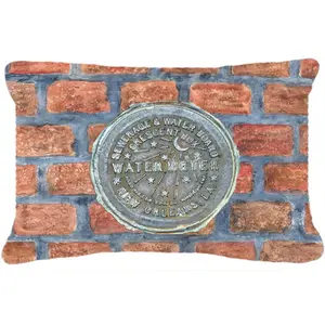 212 MAIN Decorative Pillow with New Orleans Watermeter on Bricks Vibrant Print, 12x16 in, Polyester Indoor/Outdoor Mildew-Proof Fabric