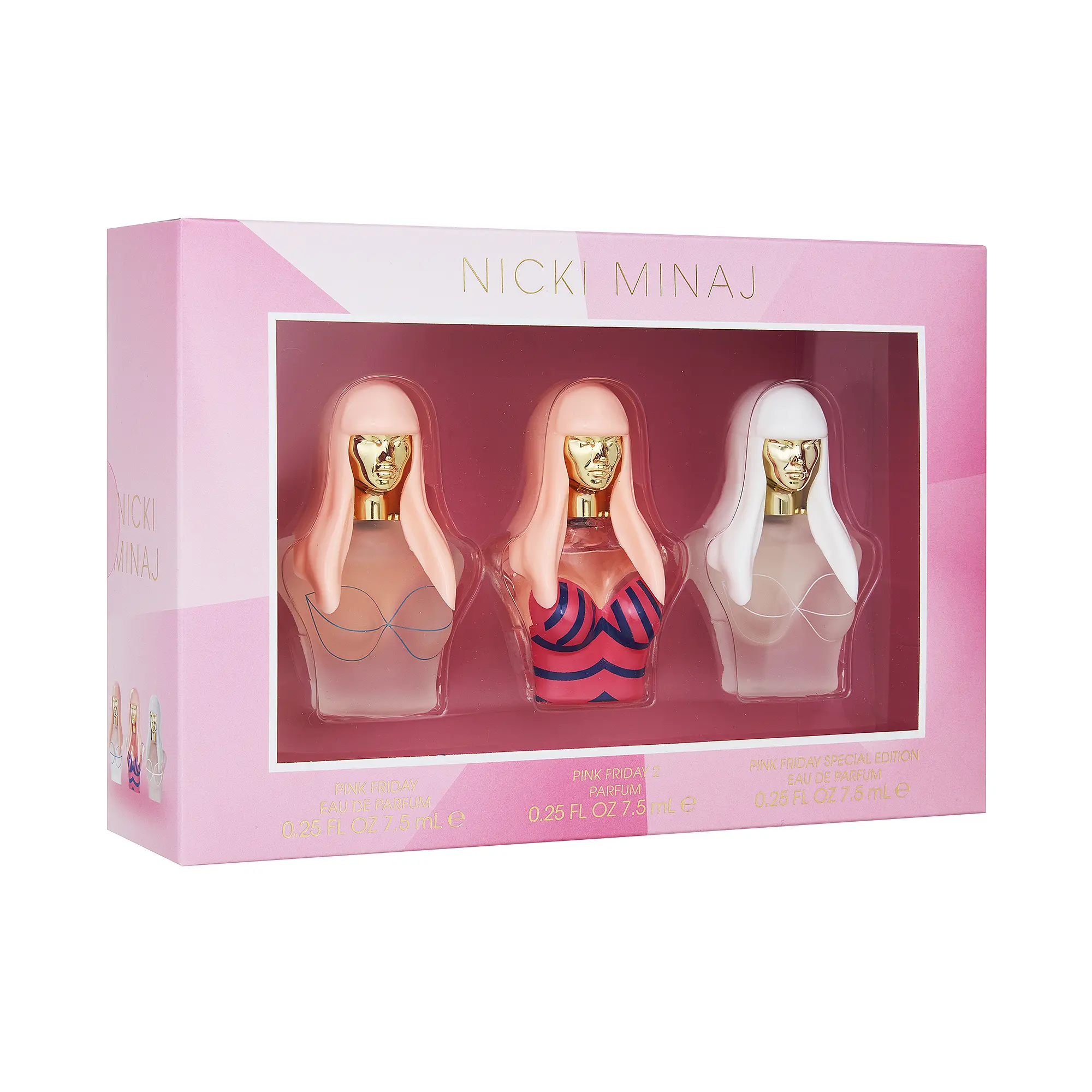 Nicki Minaj | Pink Friday Deluxe Mini Coffret Set | Floral Musk & Woody Gourmand Fragrance Collection | 3 x 0.25 Oz Nicki Minaj | Pink Friday Deluxe Mini Coffret Set | Floral Musk & Woody Gourmand Fragrance Collection | 3 x 0.25 Oz