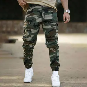 Men's Regular Fit Camo Print Patched Drawstring Cargo Pants, Casual Pocket Elastic Waist Trousers for Daily Wear, Cargo Pants for Men, Pants for Men, Fall Clothes, Casual Men's Bottoms for All Seasons, Autumn Winter Cargo Pants Men
