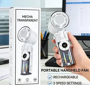 2026 Special Edition High-Speed Turbo Fan, 3600mAh Battery 4.5H Runtime, 199-Level Stepless Control & Digital Display, 5-in-1 Handheld/Neck/Desktop Cooling Fan for Travel Dorm Office, Best Summer Gift