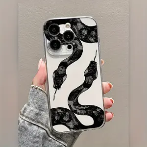 1 Transparent Anti-drop TPU Lens Protection Phone Case with Python Pattern, Suitable for iPhone 17 Air/16 Plus/15 Pro Max/14 Pro/13/12/11/XS Max/X, Best Choice for Holiday Gifts to Family, Friends, Lovers, Girlfriends TMZB32