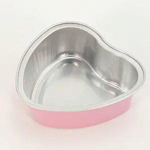 10 Pack Heart-Shaped Aluminum Foil Cupcake Liners with Lids - Disposable Baking Cups for Pudding Mousse Shrimp Paste, Colorful Picnic Dessert Cups, Oven Safe