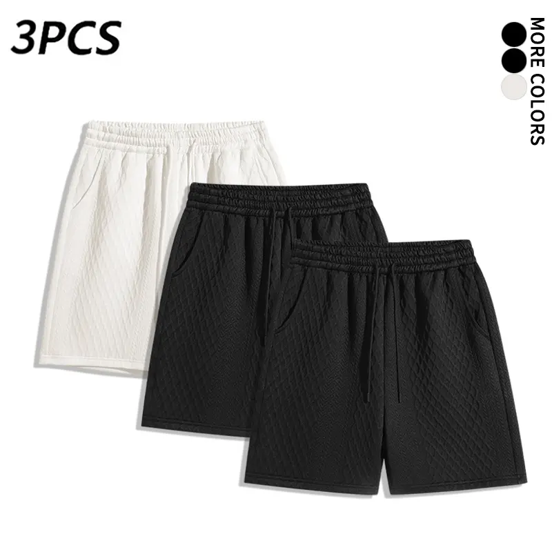 3-Pack Men’s Jacquard Knit Shorts | Relaxed Fit Breathable Casual Polo Shorts, Summervibes