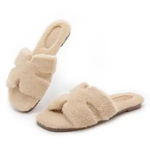 Women's Fuzzy Slippers Cute Comfy Fluffy Open Toe Slip-on House Slide Slippers for Indoor Bedroom Bridesmaid