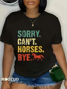 100% Cotton Sorry Can't Horses Bye Vintage Horseback Riding Women Girls T-Shirt