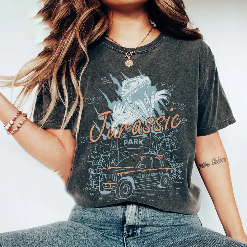 [Sale up to 35%] Vintage Jurassic Park Comfort Colors Shirt,Retro Jurassic Park Entrance with Tour Shirt, Jurassic Park Dinosaur T-rex Shirt
