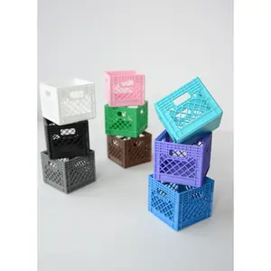 Mini Milk Crate *Custom Color* | 3D Printed Stackable Mini Crate | Tiny Desk Organizer | Cute Storage Box | Small Gift For Him Or Her