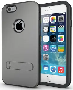 NAKEDCELLPHONE GRAY SLIM TOUGH SHIELD MATTE ARMOR HYBRID CASE COVER SKIN FOR APPLE iPHONE 6 (4.7")