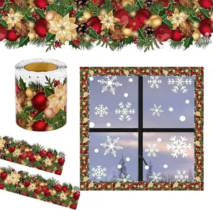 Christmas Poinsettia Bulletin Board Borders, Self-Adhesive Festive Border Sticker, Perfect for Classroom Home Holiday Decor, Xmas Wall Door Window Display