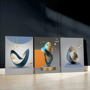 3pcs Abstract Shapes Wall Art, Geometric Design Poster, Minimalist Style Home Decor, Modern Home Decoration, Modern Wall Paintings, Canvas Posters Wall Arts, Decor for Living Room, Bedroom, Housewarming Gift, With Frame