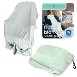 Travel Blanket Everyone Loves | Travel Throw with Foot Pocket | Soft Fleece, Lightweight, Gift-Ready. Size 38” x 72” Long. Throw Blanket For Airplane, Home and Office. Foldable Travel Essential