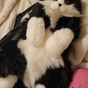 Product Review of 【TikTokShopBacktoSchool】Chongker Stylish Daypack Plush Cat Backpack - Realistic Stuffed Animal Fashion Accessory & Unique Gift for Cat Lovers - 1 Set Gift Wrap from ** A**a **