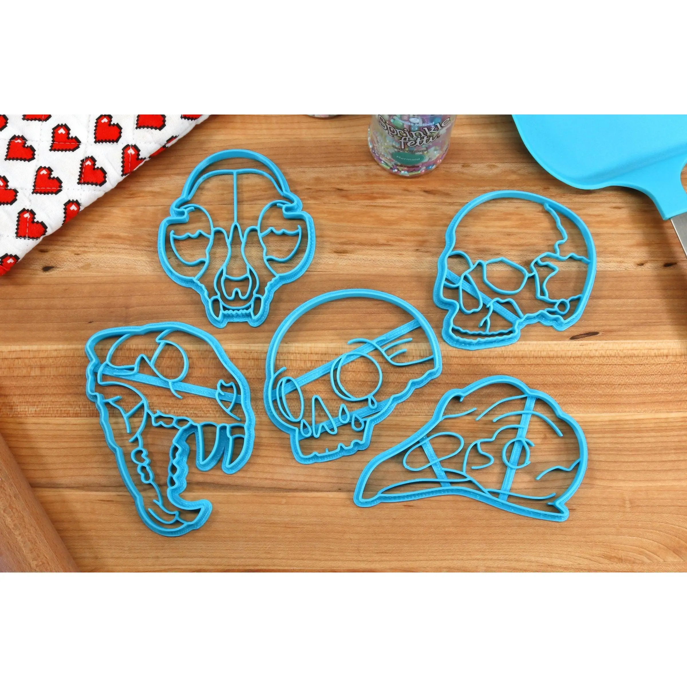 Skull Cookie Cutters - Crying Skull, Raccoon Skull, Raven Skull, Side Skull, Wolf Skull